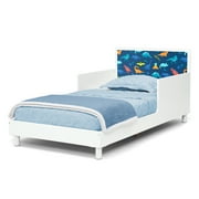 Delta Children Dreamer Toddler Bed (Choose from Dinosaur or Rainbow Headboard Stickers), Bianca White
