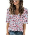 thumbnail image 5 of JTZGDY Floral Shirts for Women Cute Summer Short Sleeve V Neck Graphic T-Shirts Tops Dressy Casual Tunic Blouse Fashion Beach Vacation Outfit Clothes Multicolor#21 XXXL, 5 of 6