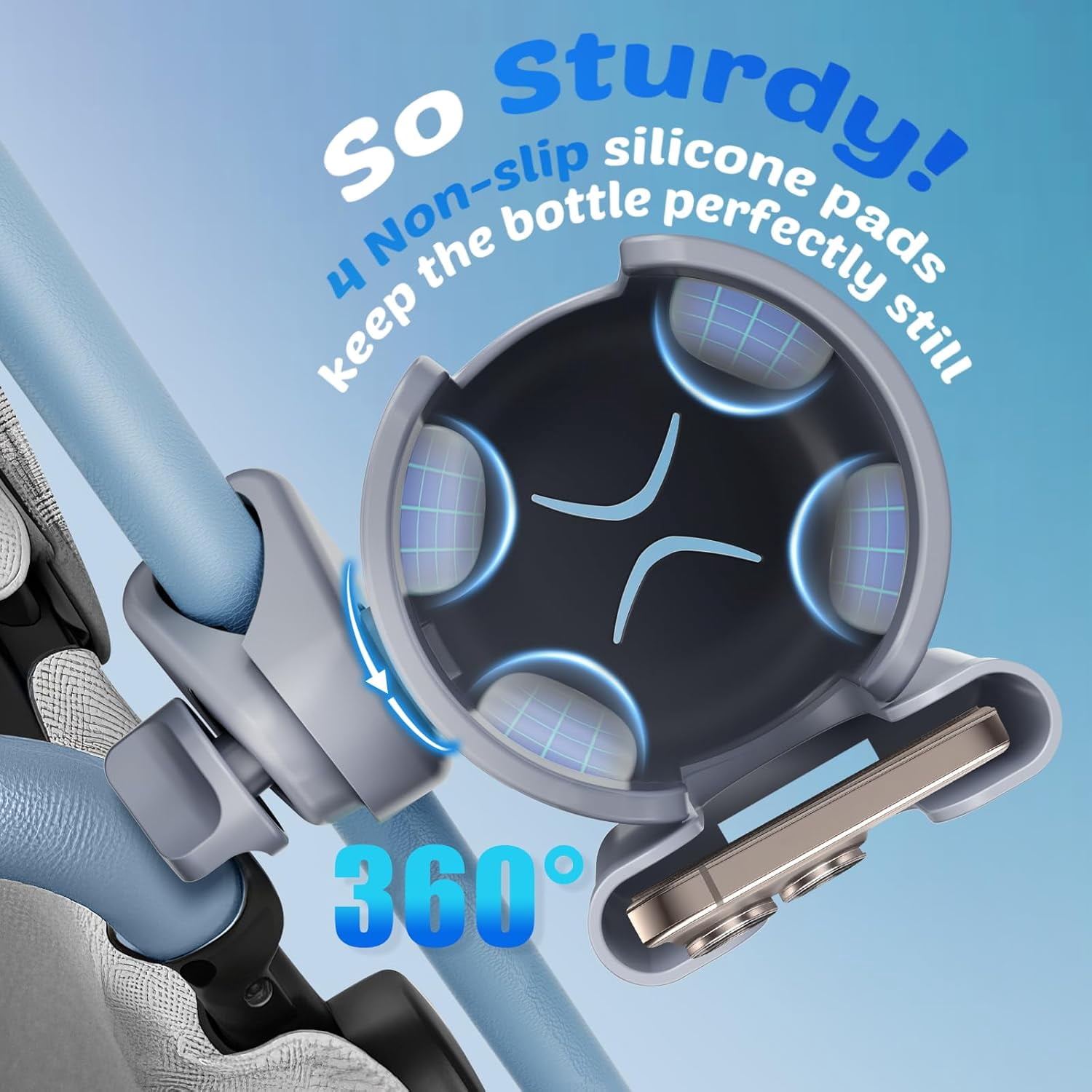 Cup Holder for Walker: Stroller Cup Holder Attachment with Phone Holder, Wheelchair/Stroller Accessories for Uppababy, Nuna, Doona, Rollator, Bike, Scooter, Baby Travel Essential