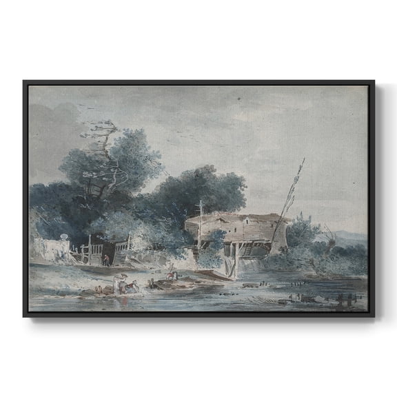 Vintage Landscape-CCCXLVII By Wexford Home Framed in Black Wood Gallery Wrapped Canvas 17 in. x 25 in.