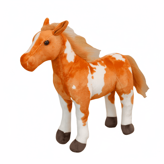 Horse Stuffed Animal Plush - Realistic Horse Plush Toy - Imaginative Play - White Brown 15.7Inches