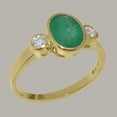 thumbnail image 2 of LBG British Made 14k Yellow Gold Real Natural Emerald & Cubic Zirconia Womens Statement Ring - 33 size options - Size 8, 2 of 6