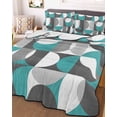 thumbnail image 3 of Quilts Twin Size, Abstract Aqua, Soft Comforter Bedding Set for Bed, Modern Grey White Geometric Lightweight Quilted Bedspread with Pillow Cover(2 Pieces) for All Season, 68x86 Inch, 3 of 6