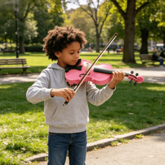 1/4 Acoustic Violin Case Bow Rosin,Violin Set with Fiddle for Students Violin Starter Kit/Hard Case for 6-8 Year Old Beginners