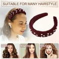 thumbnail image 7 of Unique Bargains Fluffy Fuzzy Headband Solid Color Hair Band for Women Faux Pearl Hair Bands Fuzzy Hair Hoop Wine Red, 7 of 7
