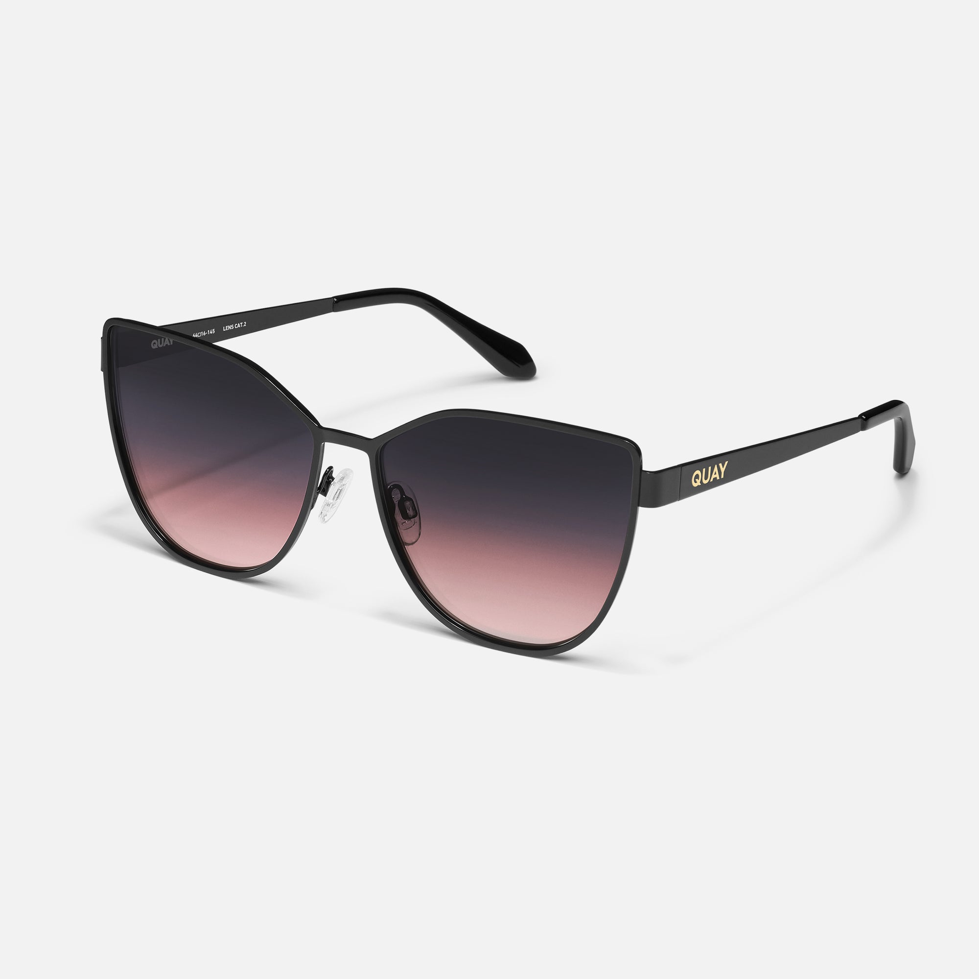 Quay Australia In Pursuit Cat Eye Sunglasses, Black/Black Plum Pink