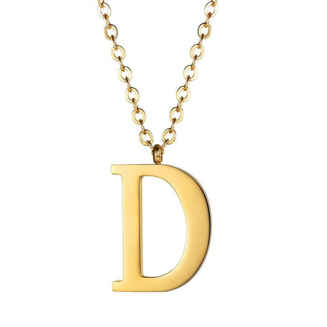 PROSTEEL Colgante Inicial D Collar de oro con letra del alfabeto, collar de acero inoxidable para mujeres y niñas, regalo de cumpleaños de joyería con encanto de nombre personalizado