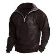 thumbnail image 3 of GXIPO 2024 Men's 3/4 Zip Pullover Long Sleeved Fashion Slim Fit Top High Collar Cotton Sweatshirt Lightweight Workout Shirt Coffee 2XL, 3 of 3