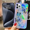 thumbnail image 5 of for iPhone 15 Pro Case Cute Butterfly Pattern Design for Women Girls Sparkle Iridescent Laser Bling Glitter Stars Soft TPU Silicone Shockproof Phone Case Cover for iPhone 15 Pro, Purple, 5 of 14