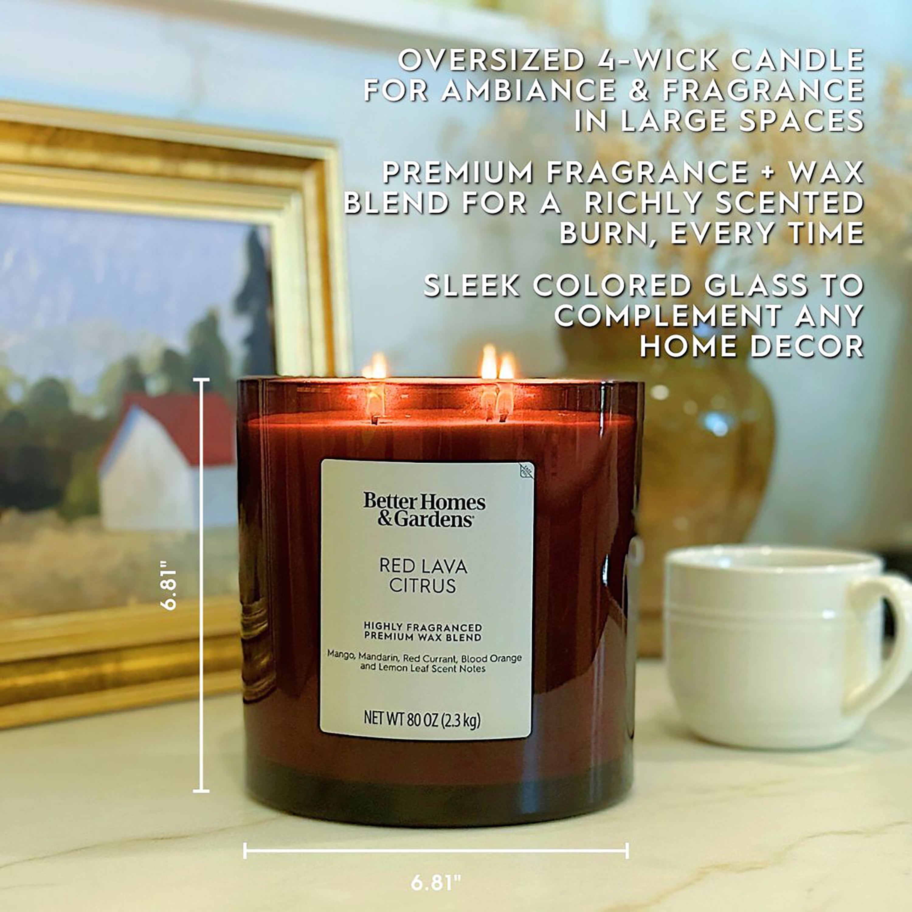 Better Homes & Gardens Warm Leathered Amber Scented 4-Wick 80oz