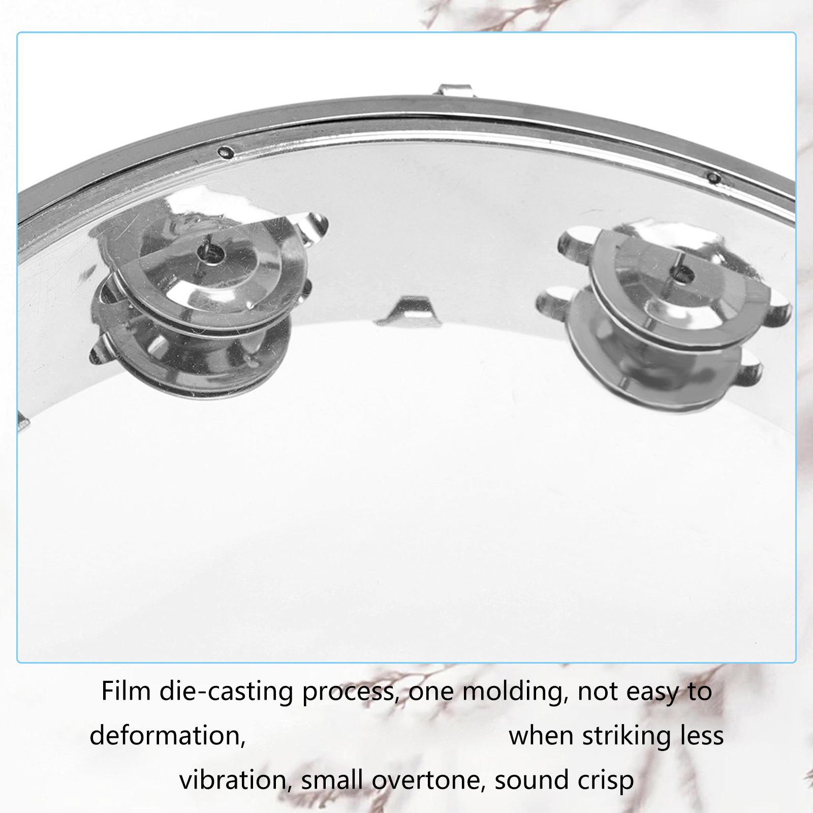 Metal Bells Hand Held Percussion Drum with Ergonomic Handle Grip 10Inch Double Row Tambourine Round Musical Tambourine
