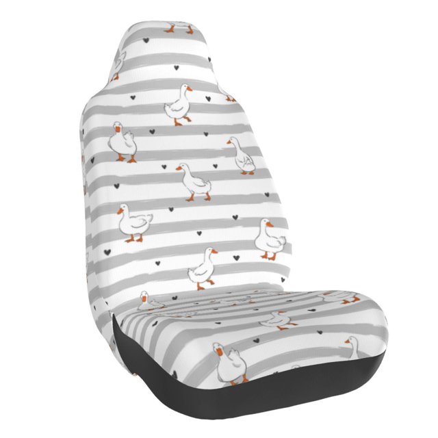Wukai Cute Goose Full Set Car Seat Covers with Soft Padding Universal Auto Front Seats Protector and Cushion Mat