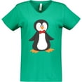 thumbnail image 3 of Inktastic Cute Penguin, Penguin With Red Bow Tie Women's V-Neck T-Shirt, 3 of 5