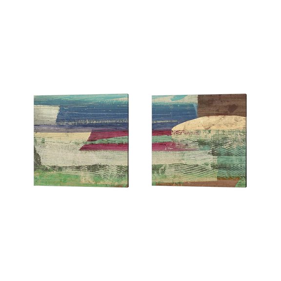 Great Art Now Early Morning on the Enchanted Lagoon by Leonardo Bacci 2 Piece Canvas Art Set Each 14"W x 14"H