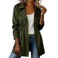 thumbnail image 3 of Zynoxe Women's Mid Length Windbreaker Jackets Comfort Elastic Waist Long Sleeve Outdoor Jacket Trendy Lapel Collar Button Down Jacket Lightweight Versatile Solid Color Trench Coat with Pockets S, 3 of 9