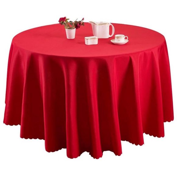 Home Restaurant Table Cloth Wedding Ceremony Banquet Tablecloth Dining Simple Design Round Desk Washable Decoration Festival Ornament Red 2.0m