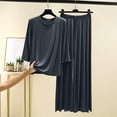 thumbnail image 2 of Bxsruta Women's Loose Fit Pajama Set with Ultra-Soft Fabric, Three-Quarter Sleeve Top and Pants for Home Lounge and Sleep, 2 of 6