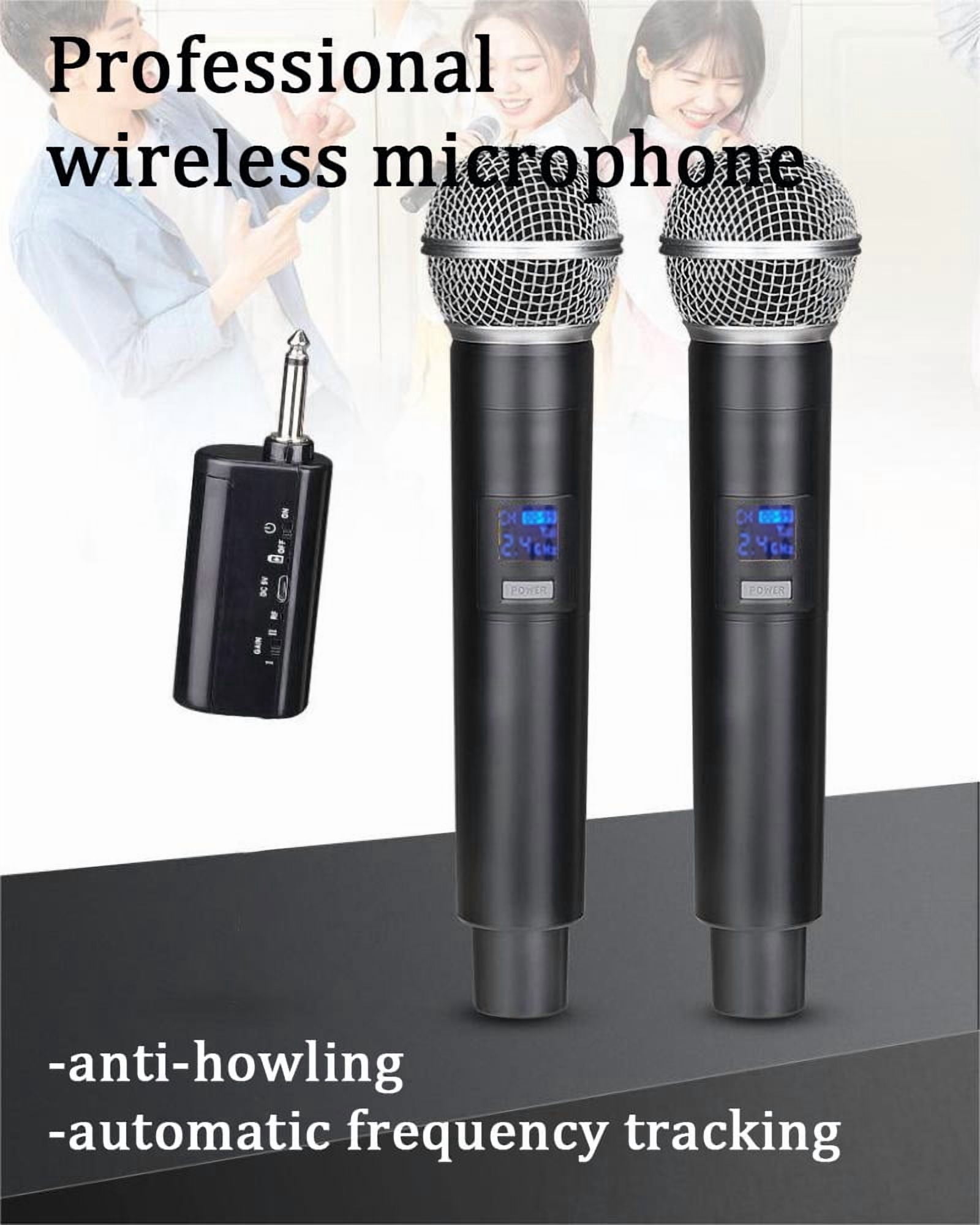2.4G Wireless Microphone,Dual Microphones for Karaoke, Wireless Dynamic Microphone with Rechargeable Receiver,Plug and Play,Suitable for Speech, Wedding, Church, PA System