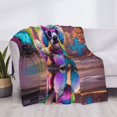 thumbnail image 4 of Throw Blanket for Couch - Rainbow Poodle Urban Street Super Soft Fuzzy Comfy Warm Throw Blanket, Cozy Lightweight Funny Plush Flannel Blanket Throws for Sofa and Bed All Season, 4 of 5