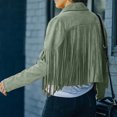 thumbnail image 4 of Lindreshi Womens Fall Fashion 2023 Leather Jacket Clearance Fringe Coat for Women Faux Suede Leather Cowboy Style Coat Long Sleeve Tassels Cardigan Coat, 4 of 9