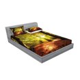 thumbnail image 2 of Ambesonne Fall Fitted Sheet & Pillow Sham Set, Blurry Forest Dreamy View, Full, Pale Green Red Brown, 2 of 2