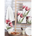 thumbnail image 2 of Pink Tulips Kitchen Dish Towels for Drying Dishes Set of 4, Green Leaf Country Flower White Botanical Waffle Weave Microfiber Hand Tea Bathroom Towels Quick Dry & Absorbent Towel 15.7x23.6, 2 of 7