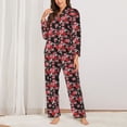 thumbnail image 2 of Fuzoiu Rose Flowers Print Women's Long-Sleeved Pajama,Lounge Button Down Nightwear,Womens Notch Collar Pajama Set-Large, 2 of 7