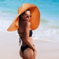 thumbnail image 4 of Oversized Beach Straw Hat for Women Fashion Large Wide Brim Visor Hats Summer Roll Up Floppy Sun Hat for Beach Cap Foldable, 4 of 5