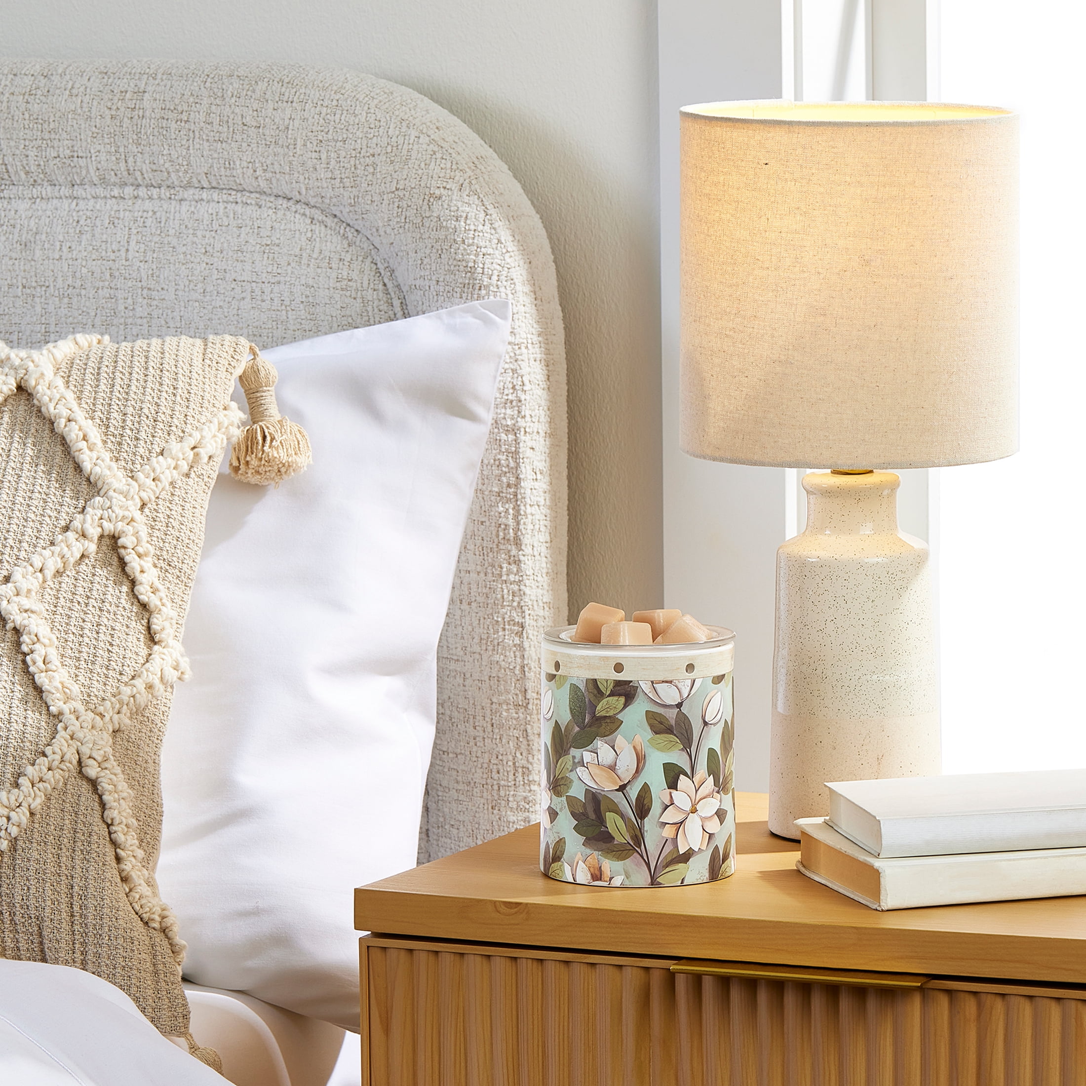 Better Homes & Gardens 17" Reactive Glaze Ceramic Table Lamp with Off-White Shade