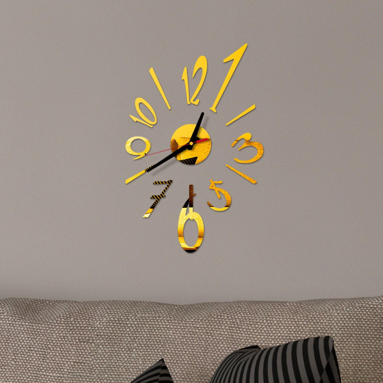 TANGNADE DIY Wall Clock 3D Mirror Sticker Home Office Decor Clock Title Boxing Timer - round Timer Gold - Walmart.com