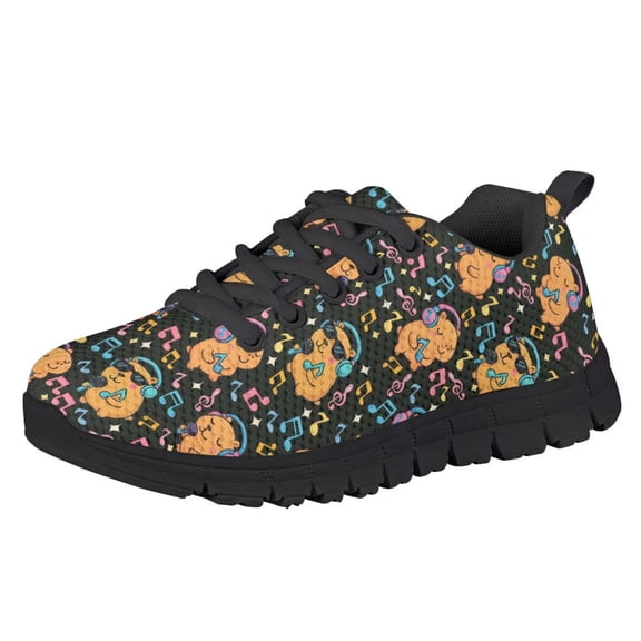Chririnla Capybara Shoes for Girls Mesh Sneakers Lightweight Kids Boys Mesh Walking Shoes Casual Anti-Slip Athletic Running Shoe with Music Note Print