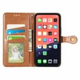 thumbnail image 2 of Wallet Case for iPhone 15 Plus Magnetic Clasp Folio Kickstand Premium Leather Case with Hand Strap, [RFID Blocking] Credit Card Slots Shockproof TPU Inner Cover For iPhone 15 Plus, Brown, 2 of 9