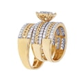 thumbnail image 5 of Silver & Stone Jewels Women's 14K Gold Finish Round Cluster Engagement Ring Set with CZ Accents – 3 Piece Bridal Wedding Band Set, 5 of 7