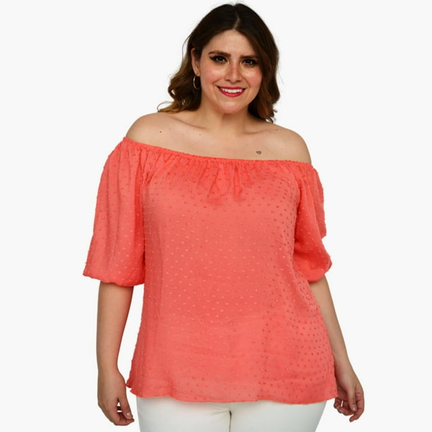 Blusa straple con resorte talla extra modelo 1694 Coral coral 36 Roman Fashion Blusa extra 1694 Bodega Aurrera en linea