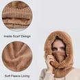 thumbnail image 5 of Morttic Women 3 in 1 Slouchy Fleece Beanie Hats Scarf Mask Hooded Balaclava Hat Winter Warm Windproof Ski Skull Cap for Outdoor Sport, Beige, 5 of 5