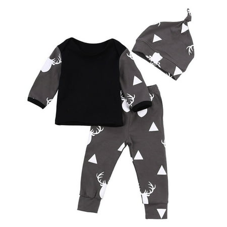 

TAIAOJING Newborn Baby Girl Boy Clothes Set Deer Tops T-shirt+Pants Leggings 3pcs Set Fall Outfits