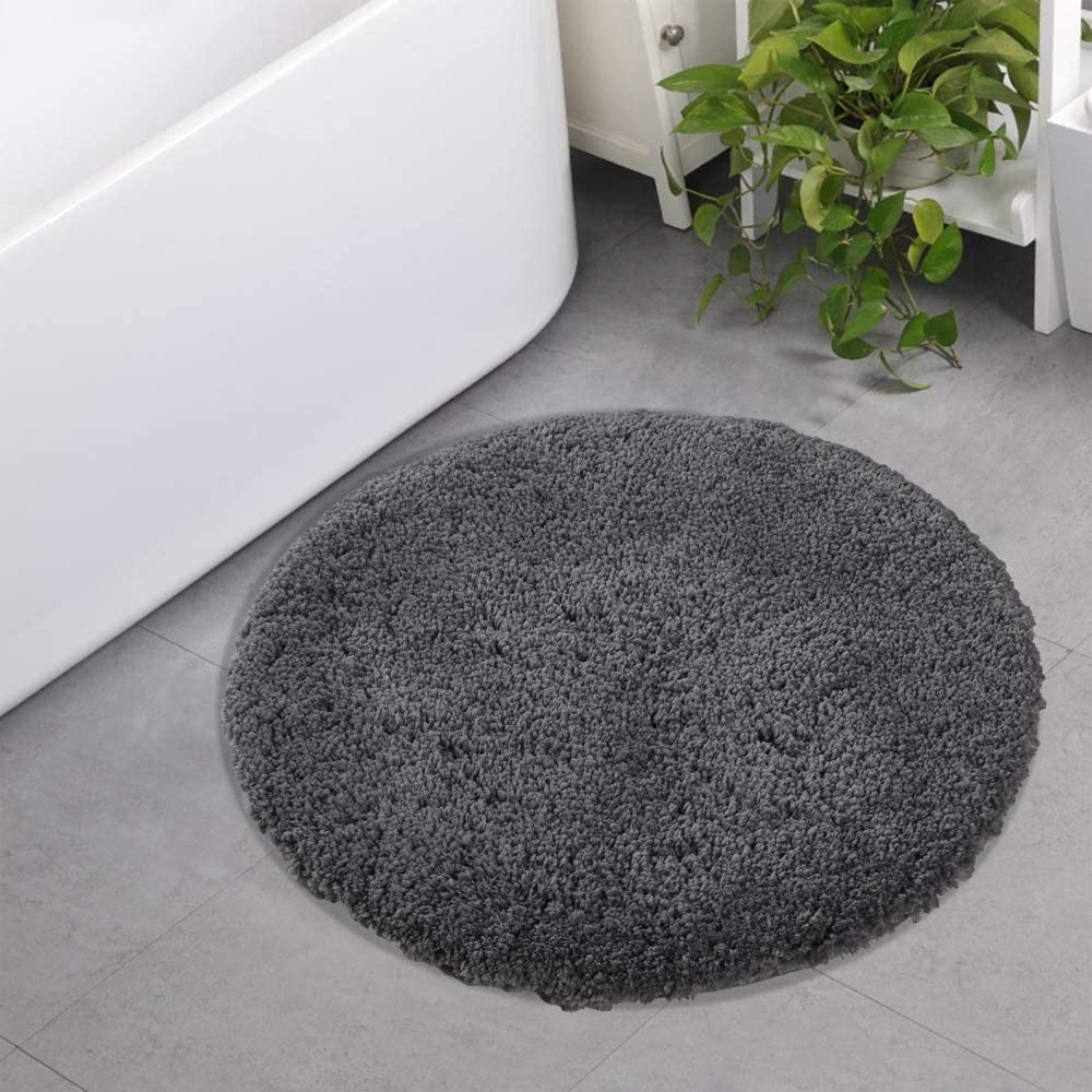 Lilac Grey Damask Pattern Waterproof Soft Floor Mat for Office Living Room 24 x 24 Inch Circle Coral Velvet Bathroom Rugs Bedroom