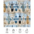 thumbnail image 5 of Blue Coastal Bed Skirt King Size, Ocean Nautical Anchor Wood Barn Beach Wrap Around Bed Skirting with Adjustable Elastic Strap, Dust Ruffled Pleated Bedskirts 18 Inch Drop for Bedroom King Beds, 5 of 9