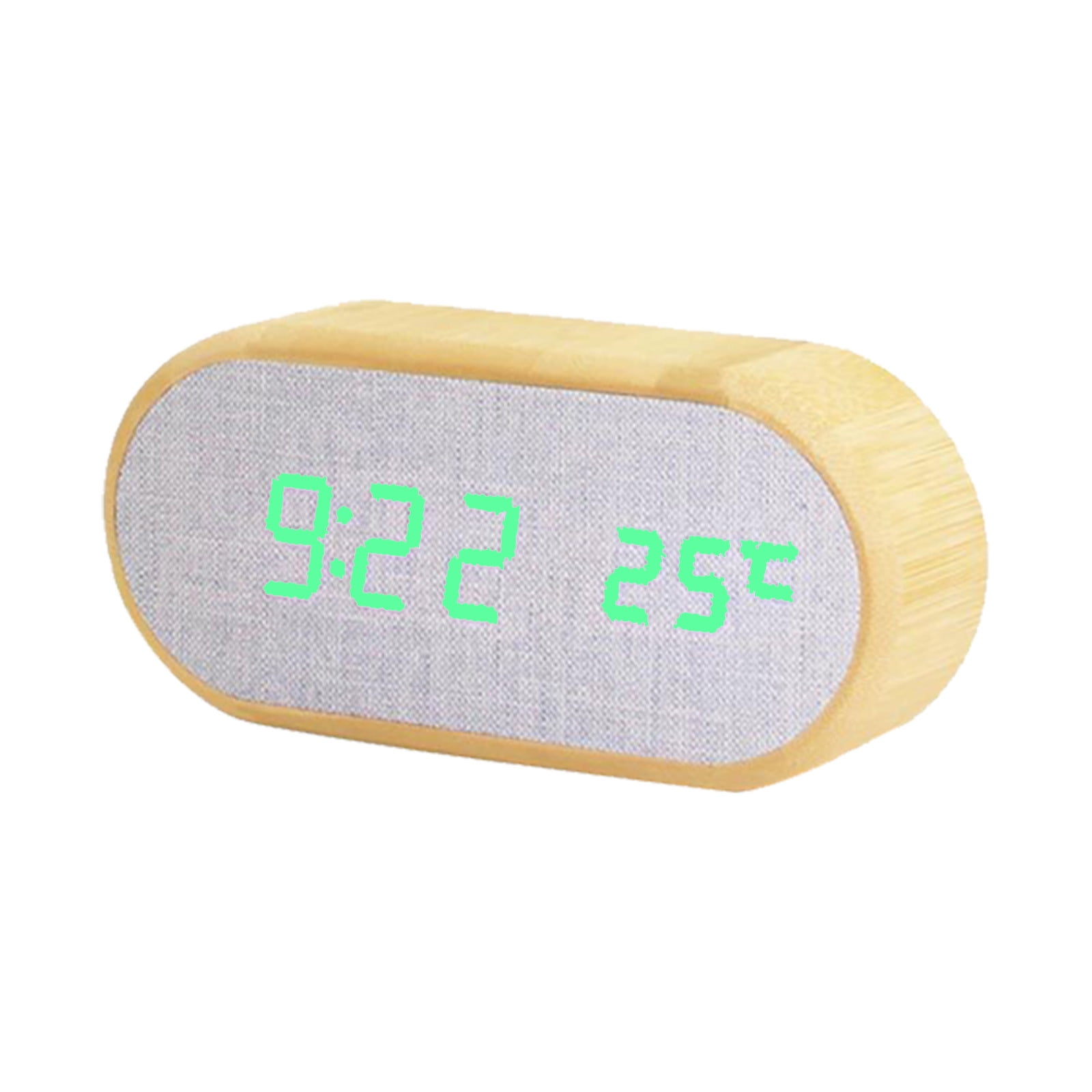Digital Alarm Clock Round Wooden Desk Clocks with 4 Alarms Sound