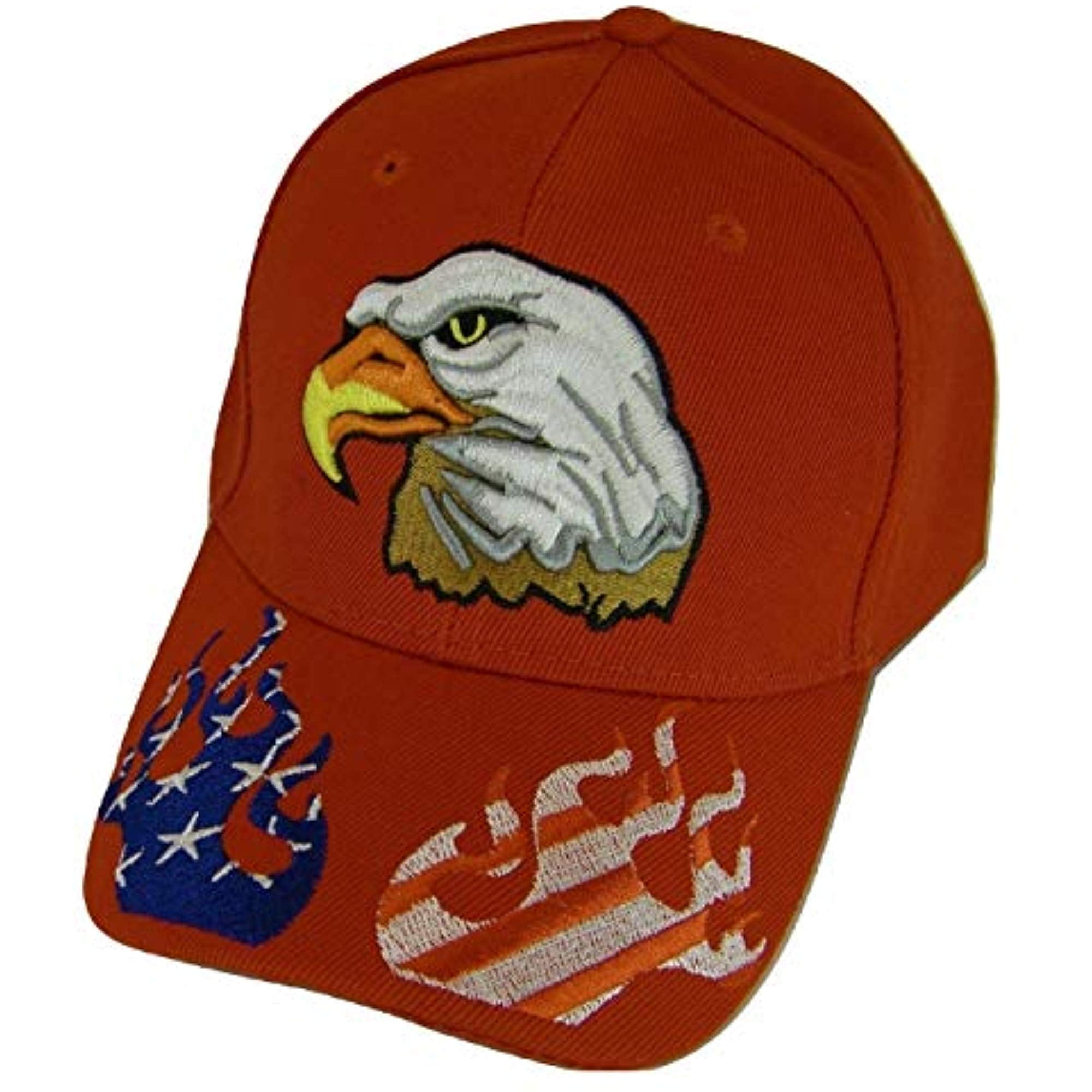 USA Men's Patriotic Eagle Adjustable Baseball Cap (Flames Red