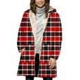 thumbnail image 5 of FDGIU Women's Plaid Flannel Sherpa Lined Hooded Shacket - Warm Jacket for Casual Outdoor Activities, 5 of 7