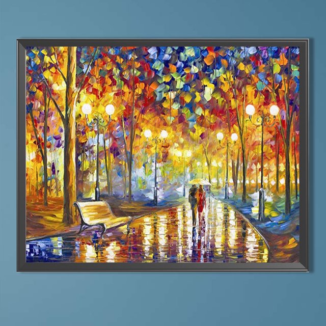 Cuadros Decorativos 5D bricolaje ronda completa taladro diamante pintura paisaje Kit decoración del hogar (cp0100) Wdftyju embutido en tela