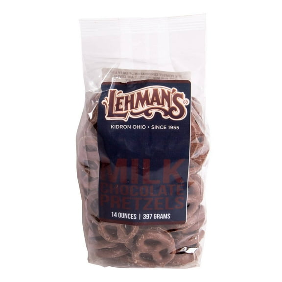 Lehman's Chocolate Covered Mini Pretzels, Milk Chocolate Coated Pretzels, Sweet and Salty Snack, 14 oz Resealable Bag