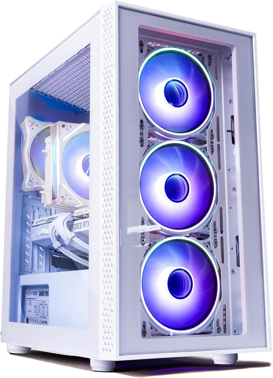 Novatech Titan Pro+ Prebuilt Gaming PC Desktop Computer - RTX 5060 - Ryzen 5 - 4.2GHz - 16GB RAM - 1TB M.2 SSD WiFi/BT, Win 11 - Gaming Computer Tower - Pre Built PC Gaming - 1 Year Warranty (White)
