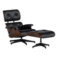 thumbnail image 1 of Mubson Sillon Lounge con Ottoman De Piel Genuina Silet Negro, 1 of 5