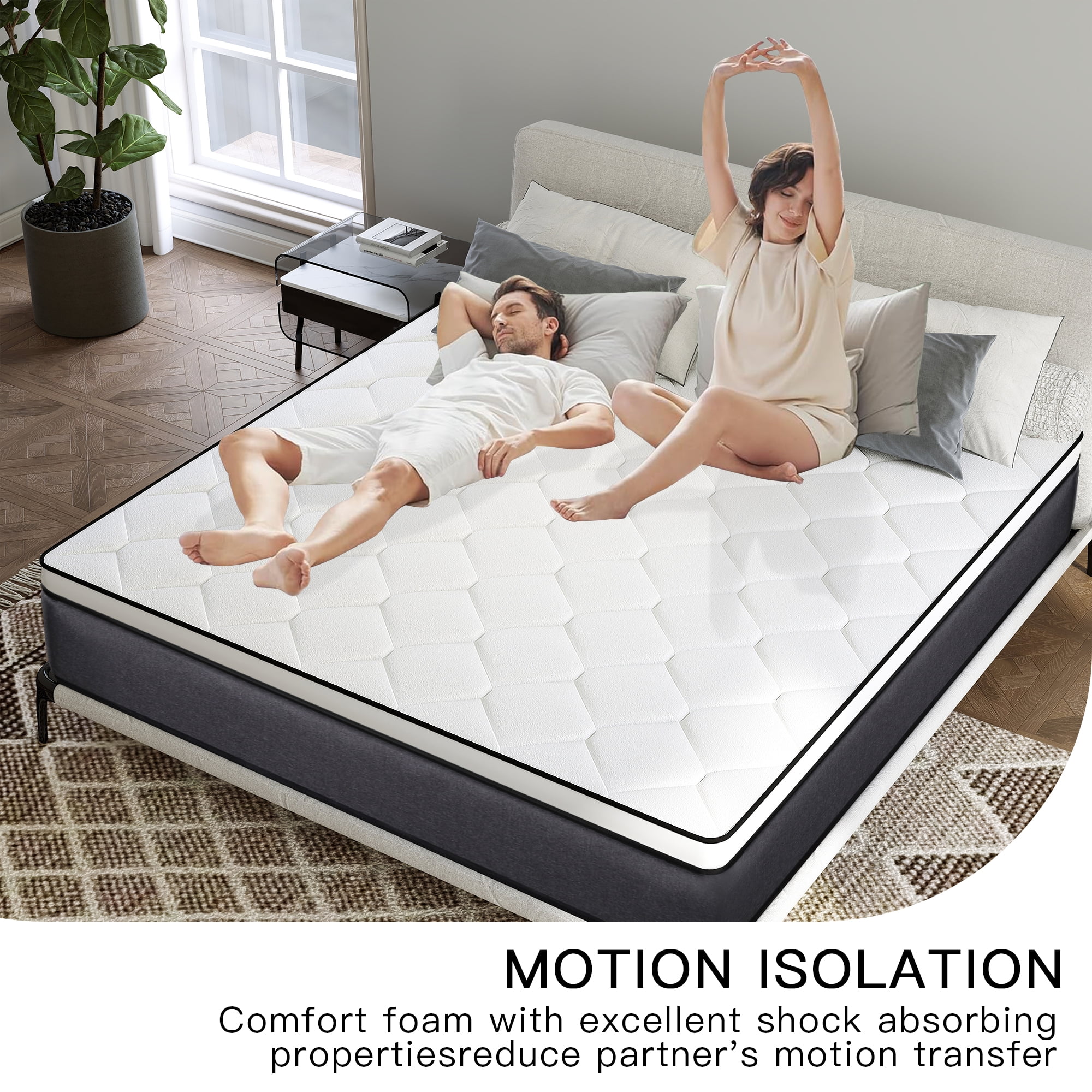 lemontalking 12 inch King Mattress,Medium Firm Hybrid Mattresses in a Box