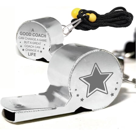 Silver Sports Whistles Stainless Stain Coach Whistle with Lanyard Loud Crisp Sound Whistles Laser-Engraved Whistle Outdoor Activities Referees Gift for Football Coach Teacher's Day 2x0.8 Inch