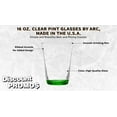 thumbnail image 3 of 10 ARC Clear Glass Pint Cups Set, 16 oz. - Mixing, USA Made, Green, 3 of 5