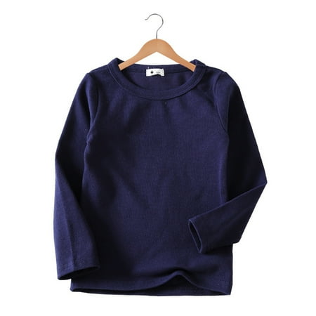 

WOLLED Fall Winter kids Boys Girls Thin Velvet Bottom Shirt 1-10Y Toddler baby soften T-Shirt Candy Color Pullover Top