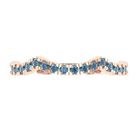 0.36 ctw Wedding Band for Women - 18K White/Rose Gold Blue Moissanite Stackable Eternity Ring